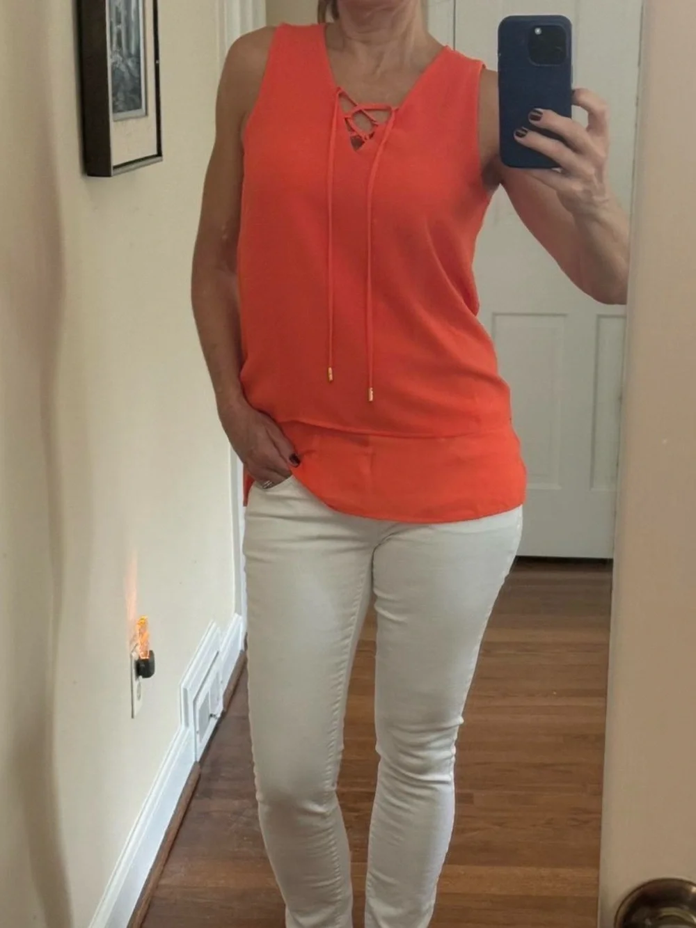 Michael Kors Mandarin Lace-Up Sleeveless blouse